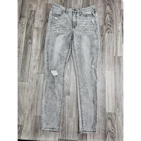 (3/$35) SO Jeans Womens 11/30 Gray High Rise Jegging Distressed Skinny Denim - Picture 1 of 11